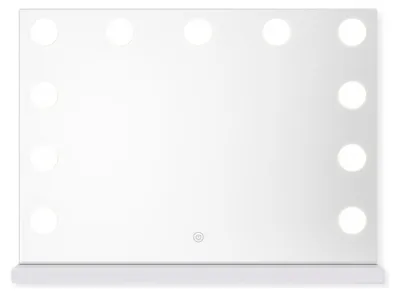 Image de SensaHome Vanity Mirror Pro - Miroir de maquillage hollywoodien avec 15 ampoules LED à intensité variable, 3 modes d'éclairage, 80 x 60 cm - Blanc