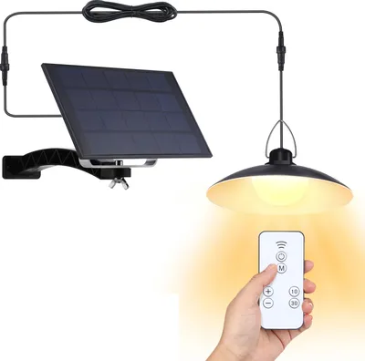 Produktbild von Lampy solarne na zewnątrz, lampa wisząca LED Solar z pilotem, lampa wisząca ogrodowa Solar Lights z panelem słonecznym 1500 mAh i głowicą lampy 300 lm, barwa światła: ciepła biel, 1 lampa