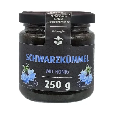 Produktbild von Schwarzkümmel mit Honig 250g | Honig mit gemahlenen Schwarzkümmel | Naturbelassen & Würzig im Geschmack