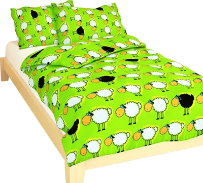 Produktbild von Bettwäsche Krepp Krippe Schafherde grün 90x130, 45x60 cm