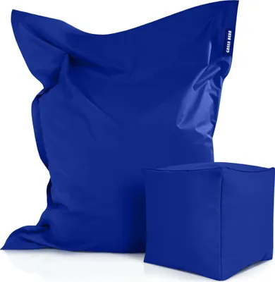 Produktbild von Green Bean® XXL Riesensitzsack 140x180cm + Hocker 40x40x40cm mit EPS-Perlen Füllung - 2er Set Sitzsack "Square+Cube" Blau