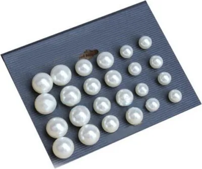 Produktbild von 12 Paar Damen-Ohrstecker, modisch, elegant, weiße Kunstperlen, Party-Schmuck