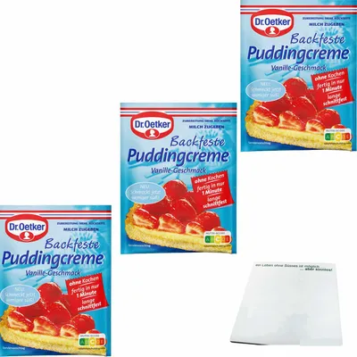 Produktbild von Dr. Oetker Backfeste Puddingcreme Vanille 3er Pack (3x40g Packung) + usy Block
