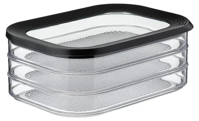 Produktbild von Mepal | Modula Aufschnittdose 3-lagig | 3x 550 ml | schwarz | Kühlschrank Aufbewahrung für Wurst und Fleischwaren | 3 separate Behälter