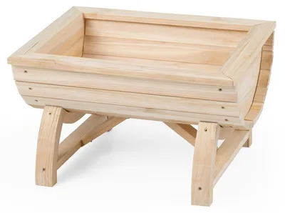 Obrázek produktu pro KOMFOTTEU, sada dvou květinových truhlíků, vyvýšené záhony z dřeva, pěstební boxy s drenážními otvory a nožkami, půlka květináče vhodná pro pěstování zeleniny, bylinek a ovoce, venkovní květinový záhon pro zahradu, balkon nebo terasu
