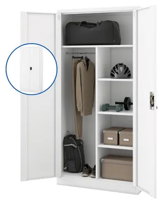 Produktbild von Mehrzweckschrank Metall abschließbar DAWID Funktionaler Metallschrank | Schließfachschrank Putzmittelschrank Besenschrank Vorratsschrank 185x90x45cm Weiß