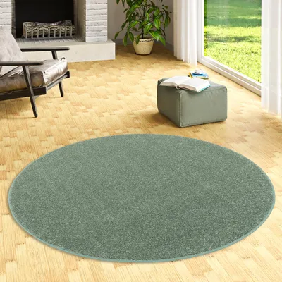 Produktbild von Teppich Hochflor Shaggy Cottage Mintgrün Rund, Größe:200 cm Rund