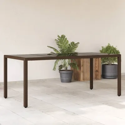Produktbild von CLORIS Gartentisch mit Glasplatte Braun 190x90x75 cm Poly Rattan 365540