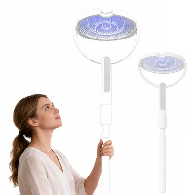 Produktbild von Elektrische Fliegenklatsche 2-in-1 mit UV Insektenfalle, 4000V Insektenvernichter wiederaufladbar USB-C, 1800mAh Akku, für Innen & Außen, chemiefrei