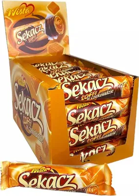 Produktbild von Polnische Schokoriegel Sekacz Waffelriegel mit Karamell-Füllung ''Toffi'' (38x 32g) Wisla