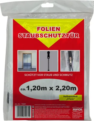 Produktbild von JUFOL Folien-Staubschutztür 2,20x1,20 m LDPE transparent Reißverschluss I-Form