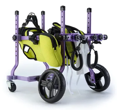 Produktbild von 4-Rad Hunde-Rollstuhl – Reha-Gehhilfe für Hunde mit Verletzungen, Behinderung oder Gehproblemen,geeignet für 3–9 kg, Yellow