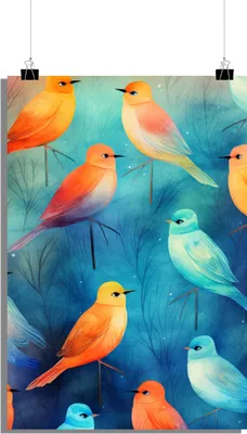 Produktbild von Vogel Poster - Abstraktes Poster - Tierposter - 61x91cm - Perfekt zum Einrahmen