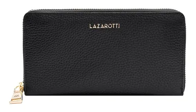 Produktbild von Lazarotti Leder Geldbörse Bologna Leather Zip Around Wallet With 16 Card Slots Black schwarz