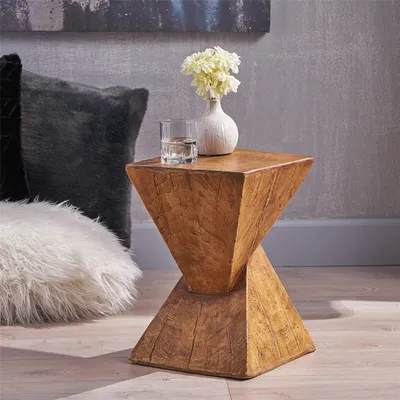 Immagine prodotto di Tavolini WISFOR tavolini da caffè in cemento chiaro, tavolo da soggiorno, forma a Z, design industriale, sgabello a fiori colonne decorative