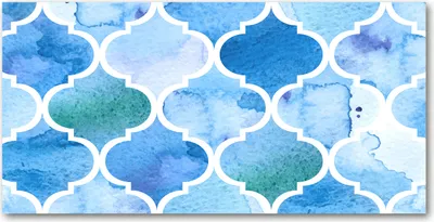 Produktbild von Tulup® Glas-Bild - 100x50 -Wandkunst - Wandbild hinter gehärtetem Sicherheitsglas  - Sonstige - Muster Marokkanisch - Blau