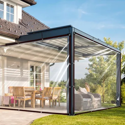 Image de Bâche de protection transparente - PVC étanche - 1,5 x 4 m - Résistante aux UV - Avec œillets - Matériau de haute qualité - Bâche de protection