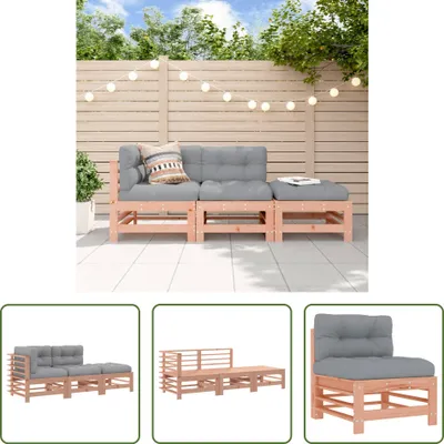 Produktbild von The Living Store 3-tlg. Garten-Lounge-Set mit Kissen Massivholz Douglasie