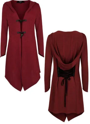 Produktbild von Black Premium by EMP Damen bordeaux Cardigan mit Kapuze und Schnürdetails S