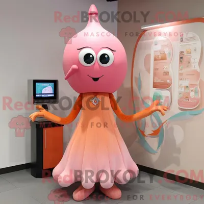 Produktbild von Maskottchenkostüm REDBROKOLY Peach Squid mit Empire-Kleid und Münzbörsen