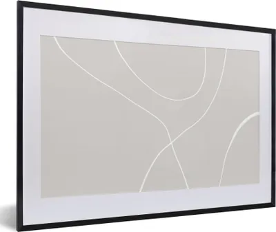 Produktbild von MuchoWow® Gerahmtes Poster Linienkunst - Abstrakt - Pastell 60x40 cm - Poster mit Schwarzem Bilderrahmen Wandposter Rahmen Foto Bilder - Schlafzimmer - Plakat in Rahmen - Drucken