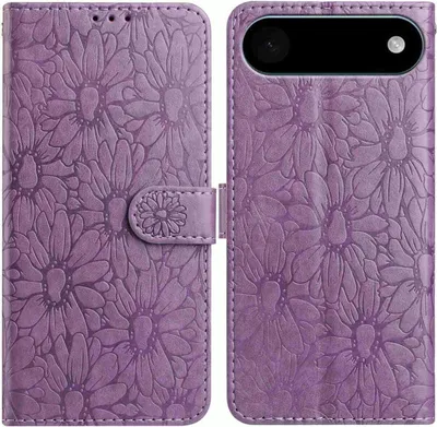 Produktbild von Mobigear Flowers iPhone Air Hülle Klapphülle Geldbörse - Lila