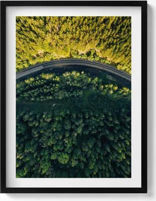 Produktbild von Wald aus einer Drohne - Berg Sněžka– Wandbild mit Rahmen – Gerahmtes Bild  – Wanddekoration – 60x80 cm –  Schwarz Rahmen