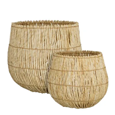 Produktbild von Mica Decorations Ronda Korb-Set mit 2 Aufbewahrungskörben - H40 x Ø44 cm - Hellbraun