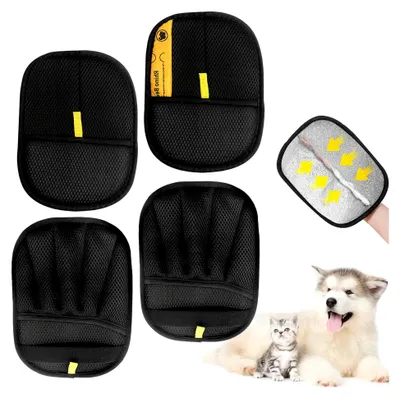 Produktbild von 4 Stück Fellmagnet, Wiederverwendbare Fellhandschuhe für Katzenpflege, Fingerlos, Für Glattes und Gesundes Fell, Geeignet für Kleidung und Sofas