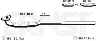 Produktbild von ERNST Abgasrohr Auspuffrohr für OPEL Meriva A (X03) Vorne 057400