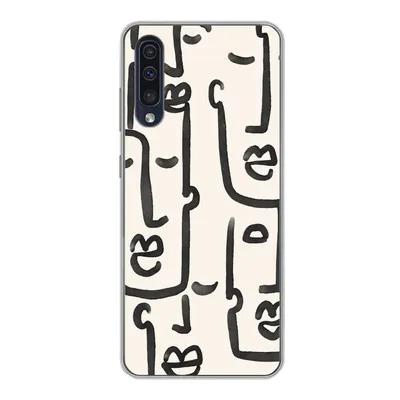 Produktbild von MuchoWow® Handyhülle Schutzhülle Hülle für Samsung Galaxy A30s Muster - Abstrakt - Linienkunst Silikon Softcase Handy Hülle - Karteninhaber