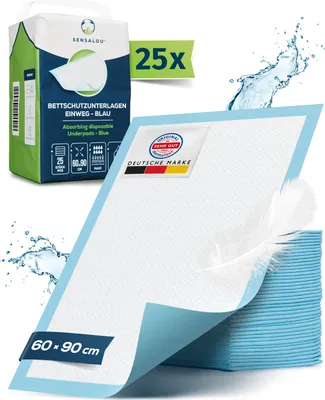 Produktbild von Sensalou Einweg Inkontinenz Unterlage 60 x 90 cm blau (25 Stück)