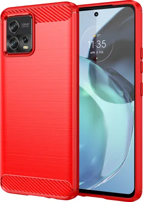 Produktbild von Moto G72 Hülle, Carbon-Faser TPU Silikon Stoßfest Schutzhülle für Motorola Moto G72 Rot