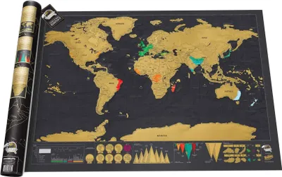 Produktbild von Scratch Map Deluxe Weltkarte – Schwarze Rubbelkarte in Geschenkverpackung