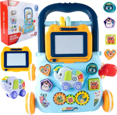 Produktbild von Malplay Baby Walker Interaktivní kreslící tabule Learning Waffle Piano Animals Blue od 1 roku