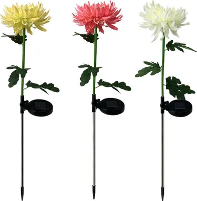 Produktbild von 3er-Pack Solar-Chrysanthemenleuchten für Gartenzugang, Gehweg, Terrasse, Rasen und Hof