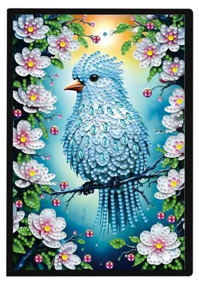 Productafbeelding van Notitieboekje Diamantverf A5, blauw met vogels, 50 bladzijden, knutselset voor volwassenen