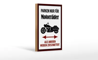 Produktbild von Holzschild Parken 12x18cm nur für Motorräder alle anderen