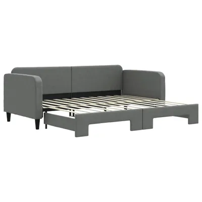 Image de Lit de jour avec gigogne sans matelas gris foncé 90x200 cm