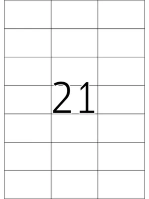 Produktbild von 250 Blatt Klebeetiketten DIN A4, 70 x 42,3 mm, 21 je Bogen, 5250 Etiketten, weiß