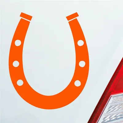 Produktbild von Auto Aufkleber Hufeisen Glück auf Pferd Pony Horse 12x10 cm Orange Sticker Heckscheibenaufkleber