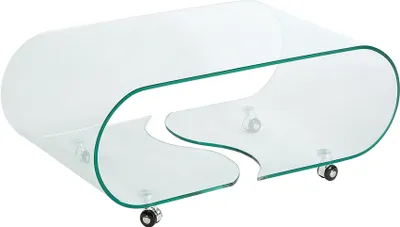 Produktbild von Extravaganter Glas Couchtisch FANTOME 90cm transparent Sofatisch Beistelltisch Wohnzimmertisch