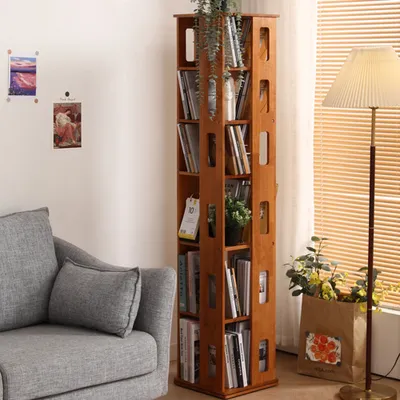 Produktbild von 360home Massiv Holz Stehendes drehbares Bücherregal einfaches Regal braun groß
