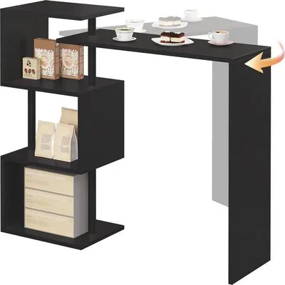 Produktbild von Famanu Bartisch mit 3 Ablagen - Drehbar und Vielseitig - 134x38x112 cm