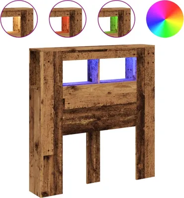 Produktbild von vidaXL LED-Kopfteil Altholz-Optik 100x18,5x103,5 cm Holzwerkstoff