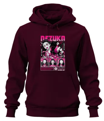 Immagine prodotto di Demon Slayer Nezuko Demon Blood Anime Gift Japan Y2K Streetwear Halloween Unisex Felpa con cappuccio, Borgogna, XXL