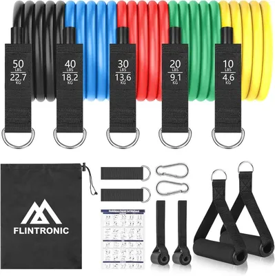 Produktbild von Widerstandsbänder-Set mit 5 Stufen für Krafttraining und Fitness