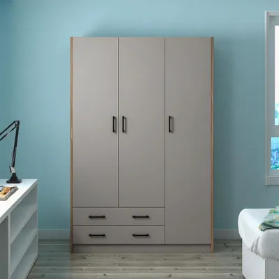 Immagine prodotto di Armadio tre ante e due cassetti 135x52x210h colore noce e cashmere ARM3135