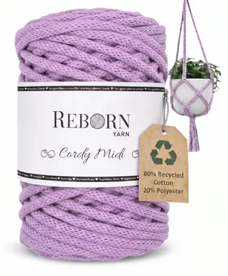 Productafbeelding van Makramee garen 4mm Cordy Midi, 250g katoenen koord, zacht en scheurvast, kleur 141: zacht lila
