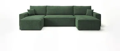 Produktbild von CORNERO Ecksofa mit schlaffunktion CALIFORNIA MINI U-Form grün Cord Poso 14 - Schlaffunktion, Bettkasten